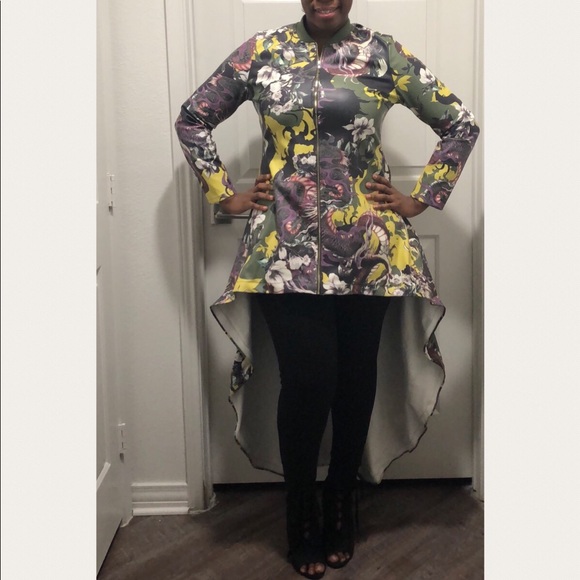 Mint Green Floral High/Low Jacket - Picture 4 of 7